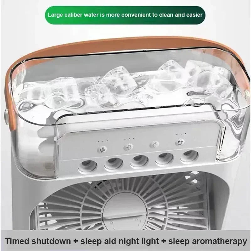 Home - Friendly Portable Fan Air Conditioner: 3 - in - 1 Design with Humidifier USB Electric LED Night Light