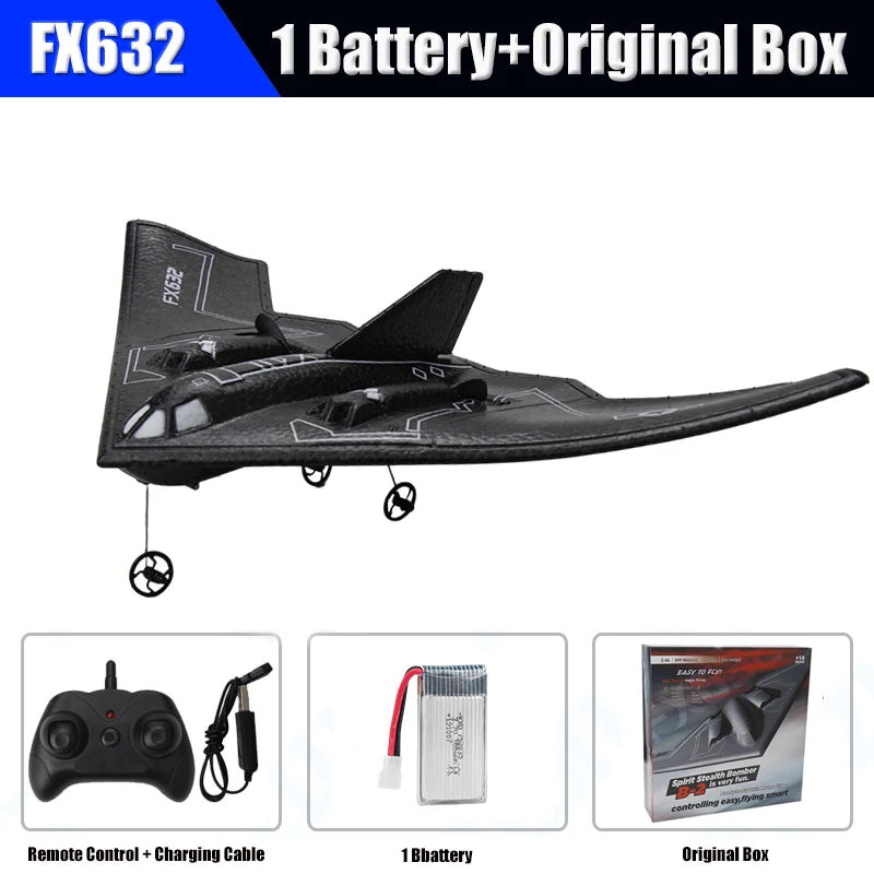 B2 RC Plane 2CH FX632 Remote Control Glider 2.4G 34Cm Wingspan Airplane Aircraft Drone Toys for Adults Children Boys Gifts
