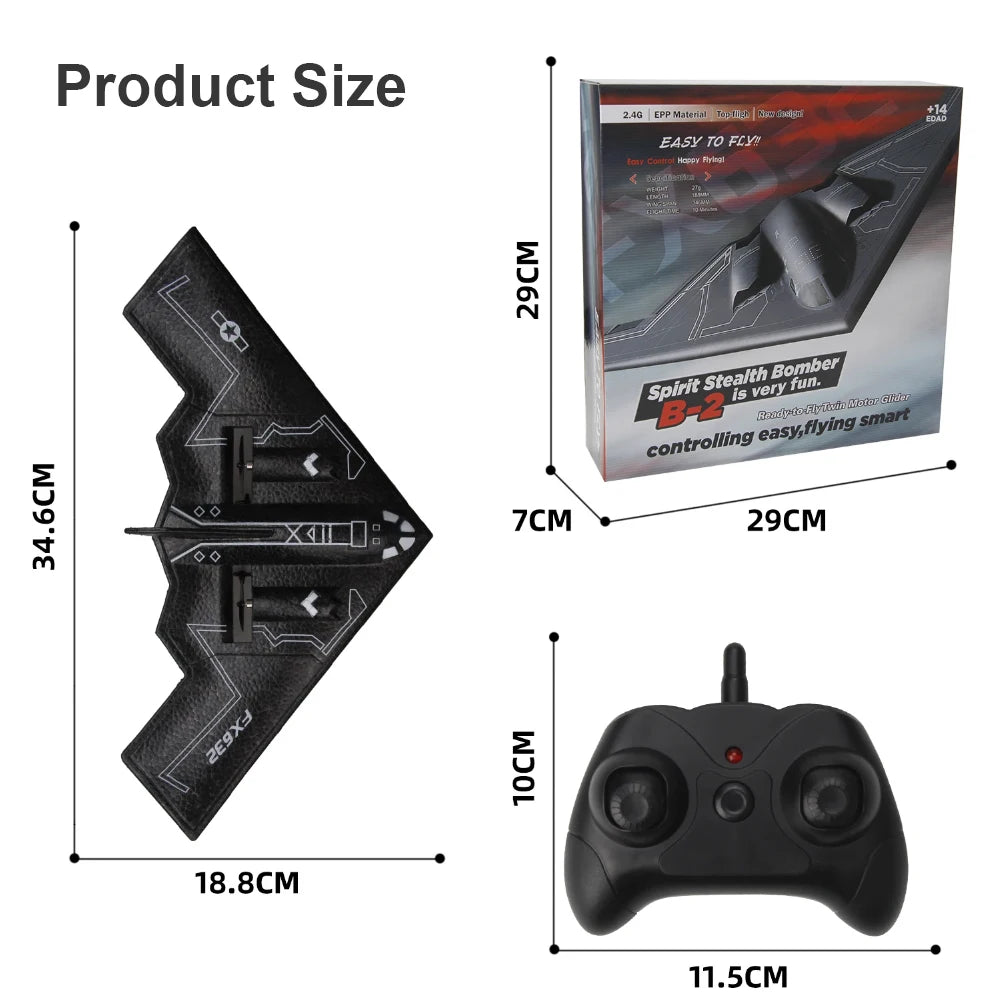 B2 RC Plane 2CH FX632 Remote Control Glider 2.4G 34Cm Wingspan Airplane Aircraft Drone Toys for Adults Children Boys Gifts