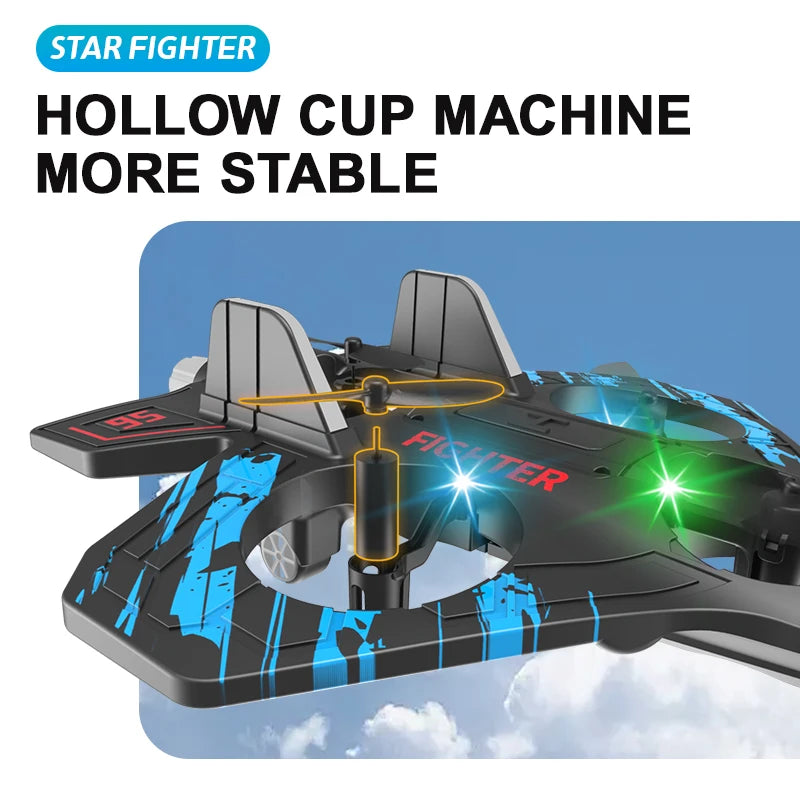 Glider Flying Helicopter RC Hobby Jet Plane 2.4G Stunt Remote Control Foam Fighter Airplane Toy with Light